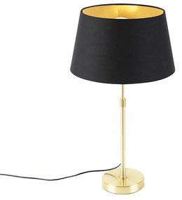 Lampa stołowa złoto/mosiądz z abażurem czarnym ze złotem 32 cm - Parte klasyczny/Antyczny Oswietlenie wewnetrzne