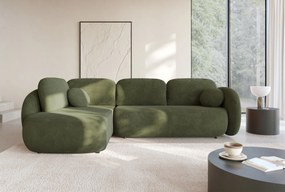 Masseno Narożnik AMICO z funkcją spania i pojemnikiem na pościel Narozniki L, Rozkładana sofa - Zielony, EGON 75