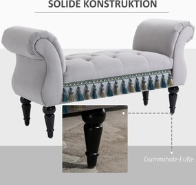 HOMCOM Luksusowa ławka tapicerowana otomana drewno kauczukowe poliester kolor szara