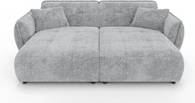 Jasnoszara sofa z tkaniny szenilowej z szezlongiem 252 cm Nelia Big – Ropez