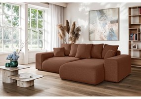 Ceglasty rozkładany narożnik ze schowkiem (strona zmienna) Luma – Ropez