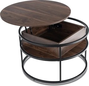 Stolik Kawowy ASTUR 80 cm z Podnoszonym Blatem Orzech/Czarny Loft