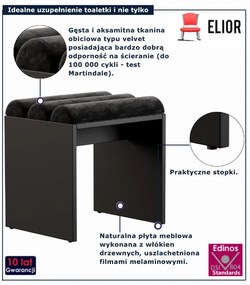 Czarny welurowy taboret do toaletki T4-D33