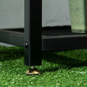 Outsunny Kwietnik Stojak na Rośliny 4 Półki Odporny na Warunki Atmosferyczne Czarny 91x25x83cm | Aosom PL