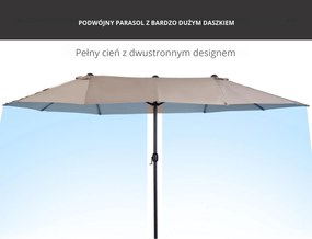 Outsunny Parasol Owalny Podwójny Ogrodowy z Korbką Jasnokawowy 460x270x240cm Idealny na Targ i Taras | Aosom PL
