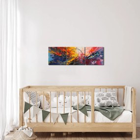 Obraz - Abstrakcja kolorów (z zegarem) (90x30 cm)