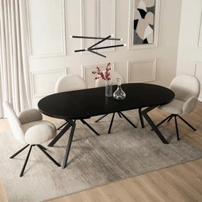 Stół Okrągły Rozkładany LUKAS 100-250 cm Czarny Loft