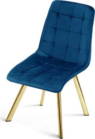 Granatowe metalowe krzesło welurowe glamour M6-L93