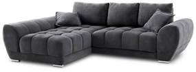 Ciemnoszary rozkładany narożnik z aksamitnym obiciem Windsor &amp; Co Sofas Nuage, lewostronny