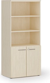 Szafa biurowa z drzwiami niskimi PRIMO WOOD, 800 x 500 x 1781 mm, brzoza