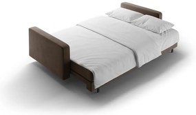 Brązowa aksamitna rozkładana sofa ze schowkiem 222 cm Bali – Cosmopolitan Design