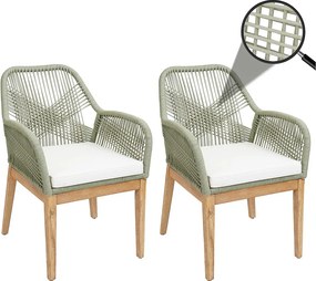 Krzesło ogrodowe MCW-H56b (zestaw 2 sztuk),  zielony poduszki kremowy