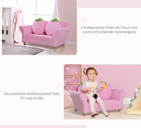 HOMCOM Sofa dziecięca fotel dziecięcy sofa kanapa dzieci pokój dziecięcy sofa dwuosobowa sofa z motywem truskawek