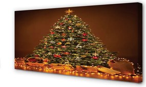 Duży obraz na płótnie Choinka, Prezenty, Lampki i Dekoracje