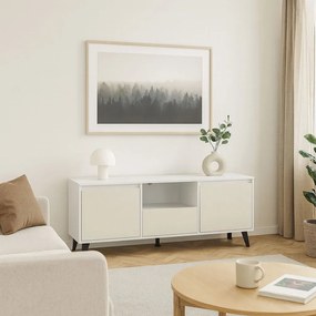 Minimalistyczna szafka RTV biały + kaszmir N5-E04