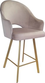Hoker Velvet krzesło barowe tkanina Welur podstawa metalowa : Kolor nogi - Złota profil, Kolor tkaniny - VELVET - MG55, Typ siedziska - Siedzisko stałe