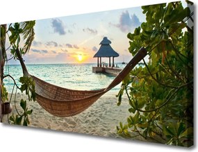 Fotoobraz na płótnie Relaks w Hamaku na Plaży