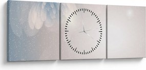 Obraz - Zaśnieżone kwiaty (z zegarem) (90x30 cm)