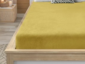 PrzytulneMieszkanie.pl Prześcieradło z mikropluszu SOFT 90x200 cm musztardowe