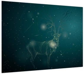 Obraz - Magiczny jeleń w nocy (70x50 cm)