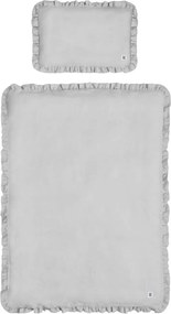 Bellamy Lniany zestaw kołderki i poduszki do łóżeczka z wypełnieniem STONE GRAY, rozm. S