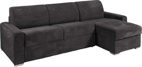 Kanapa narożna rozkładana uniwersalna z szarego sztruksu - Stelaż z szerokimi listwami 160 cm - Materac 14 cm - CALITO