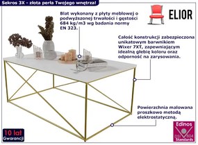 Ława z metalowym stelażem złoty + biały mat - Sekros 3X