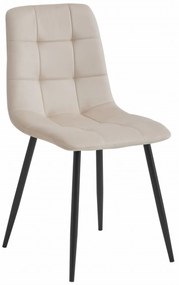 Krzesło aksamitne KARA beżowe na czarnych nogach