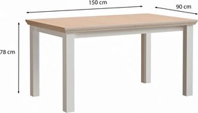 Stół rozkładany prowansalski 150-200 cm Pontypool 7127, biały/dąb Riva