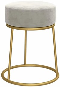 Okrągły szary welurowy taboret w stylu glamour P5-L64