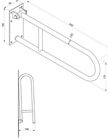 Uchwyt łazienkowy uchylny srebrny