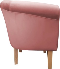 Fotel Milo tkanina Welur wygodny fotel tapicerowany do salonu i sypialni : Kolor nogi - Drewno, Kolor tkaniny - VELVET - MG58, Wysokość nogi - 20 cm