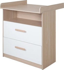 Biało-naturalna komoda dziecięca w dekorze dębu z przewijakiem 88x98x75 cm Cabane – Roba