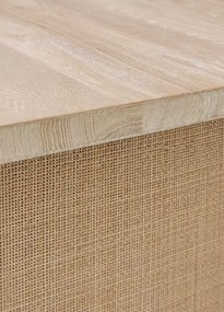 Drewniany stół do jadalni z jesionu 160x90 nogi wykończone ratanem