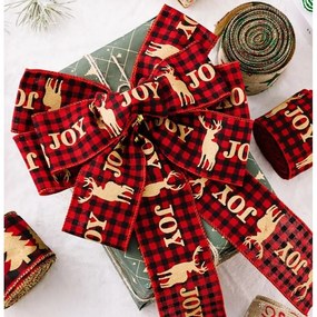 Wstążka świąteczna JOY 5 cm x 5 m, czerwona