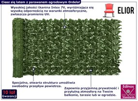 Ciemnozielony parawan balkonowy z motywem liści - Ondela