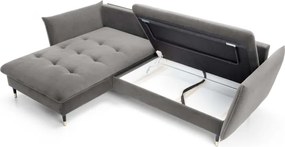 Narożnik GLAM Lewostronny z funkcją spania, zestaw z poduszkami wolnostojący tkanina RIVIERA 91 Szary DOMO HOME