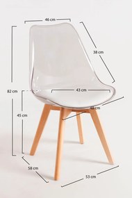 Zestaw 4 Krzese Synk Przezroczyste Siedzisko