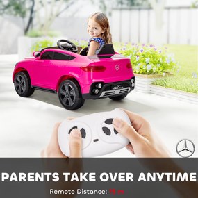 AIYAPLAY Elektryczne auto dla dzieci, 12V z pilotem, LED, muzyka, 3 prędkości, 3-6 lat, Różowy