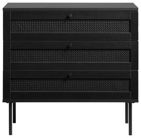 Czarna niska komoda w dekorze dębu 80x75 cm Pensacola – Unique Furniture