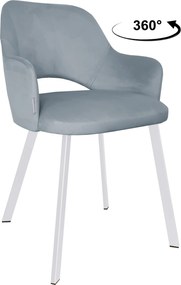 Krzesło Milano tkanina Welur noga metalowa : Kolor nogi - Biały profil, Kolor tkaniny - VELVET - BL06, Typ siedziska - Siedzisko obrotowe 360°