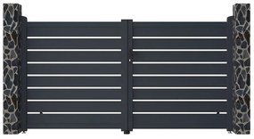 Ażurowa aluminiowa brama skrzydłowa dł.305 x wys.158 cm antracyt PRIMO