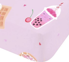 Różowe prześcieradło dziecięce jednoosobowe z gumką 90x190 cm Sweet Treats – Catherine Lansfield