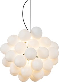 Lampa wisząca art deco czarna z opalowym szkłem 8-świateł okrągła - Uvas