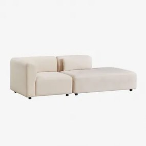 Sofa Modułowy Narożny 2-częściowy Z Prawym Szezlongiem Fogler Len Aksamit Beż Lniany - Sklum