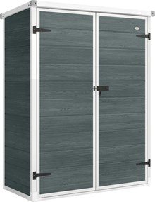 Outsunny Domek Ogrodowy 0,8m², Składany Domek na Narzędzia 134 x 68,5 x 170 cm Plastikowy z Podwójnymi Drzwiami i Podłogą | Aosom PL