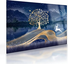Obraz na szkle jelenia w pełni księżyca (70x50 cm)