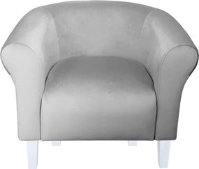 Fotel Milo tkanina Welur wygodny fotel tapicerowany do salonu i sypialni : Kolor nogi - Biała, Kolor tkaniny - VELVET - MG17, Wysokość nogi - 15 cm