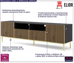 Szafka lamelowa rtv czarny z szufladami + dąb artisan C3-A80