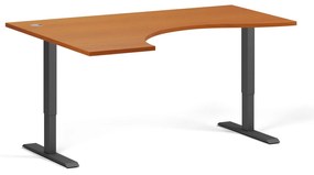 Ergonomiczne biurko z regulacją wysokości, 160x120 cm, 2 silniki, L/P, czarna podstawa, czereśnia